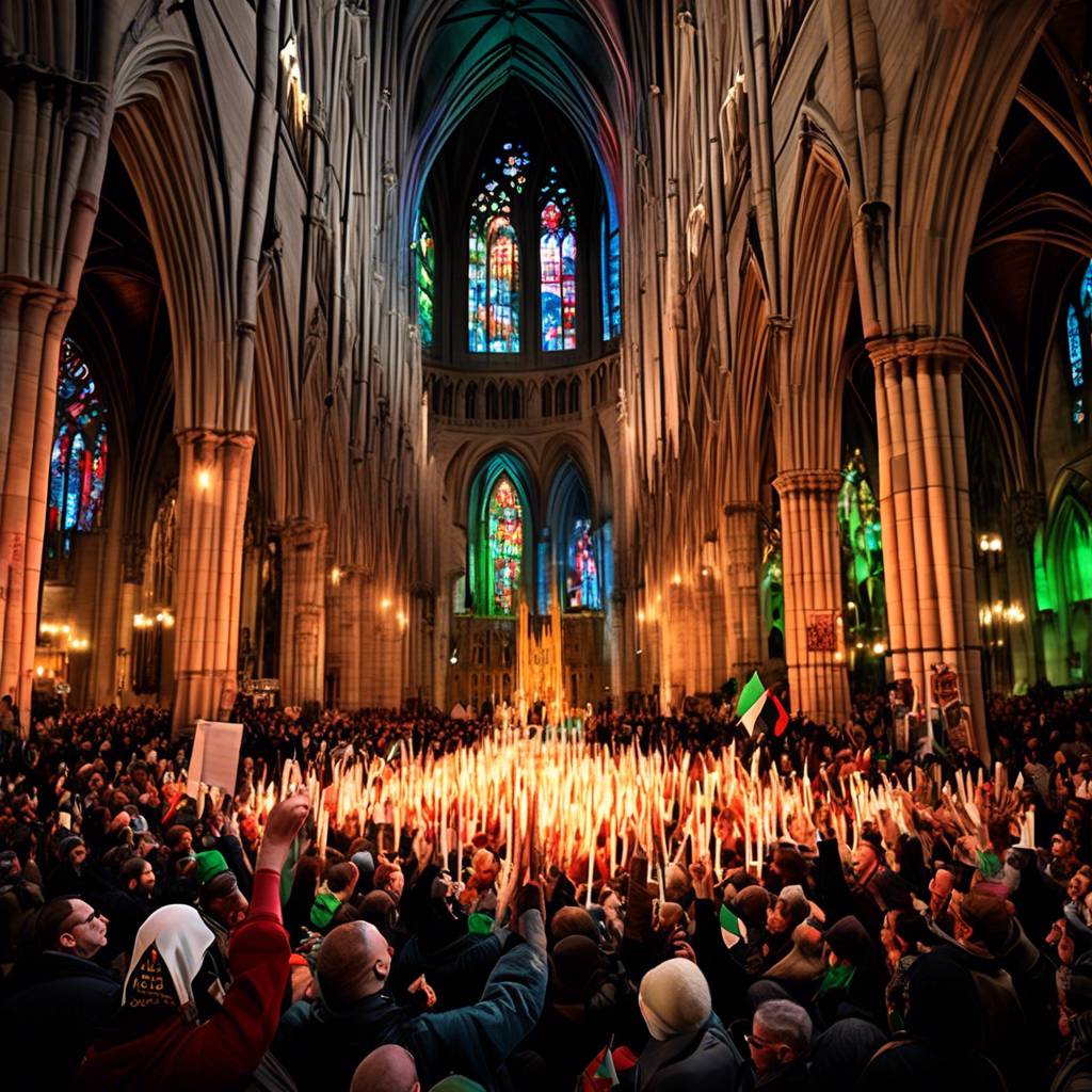 Protesters supporting Palestine disrupt Easter Vigil at St. Patrick's Cathedral in New York City