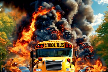Students and driver narrowly escape moments before NJ school bus ignites on highway