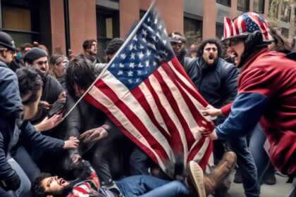 Video captures guerrilla journalist being beaten by anti-Israel protesters at CUNY for waving American flag on campus