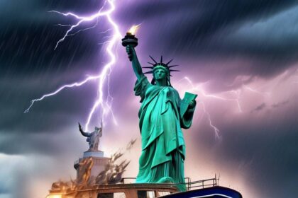 Wild NY Storm Captured in Crazy Photos: Boat Sinking, Lightning Striking Statue of Liberty