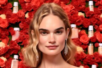 Achieve a Red Carpet Glow like Lily James with Supergoop Sunscreen at the Met Gala