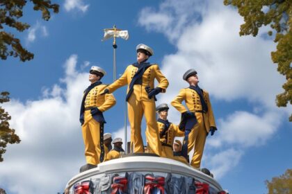 Annual Tradition: Naval Academy Freshmen Scale Greased 21-Foot Herndon Monument
