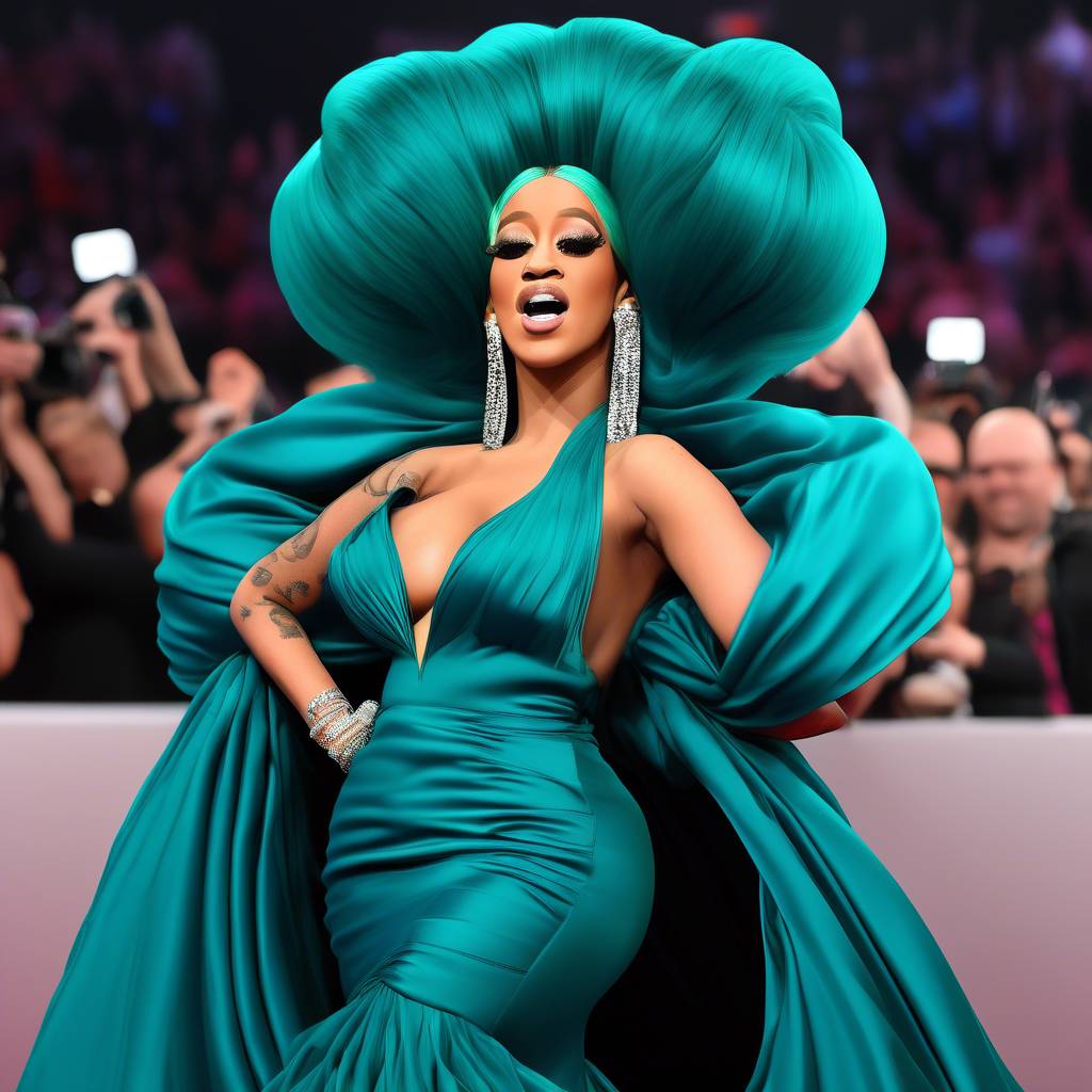 Cardi B Considered Wearing a Teal Version of Her Billowing Black Met Gown, but Decided Against it Due to Poor Photography Results