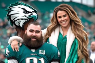 Jason Kelce adorably introduces his 14-month-old daughter Bennett to the Philadelphia Eagles mascot