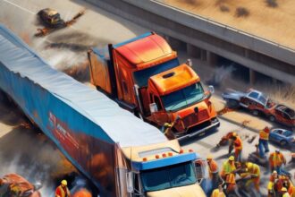Worker killed, another injured when truck drifts onto shoulder of California freeway